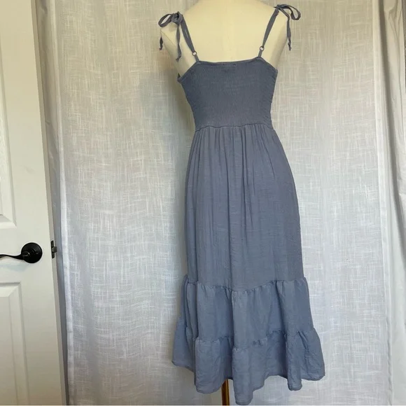 Lily Rose Small Coquette Cottagecore Tiered Fairy Dainty Light Blue Midi Dress - Picture 10 of 16